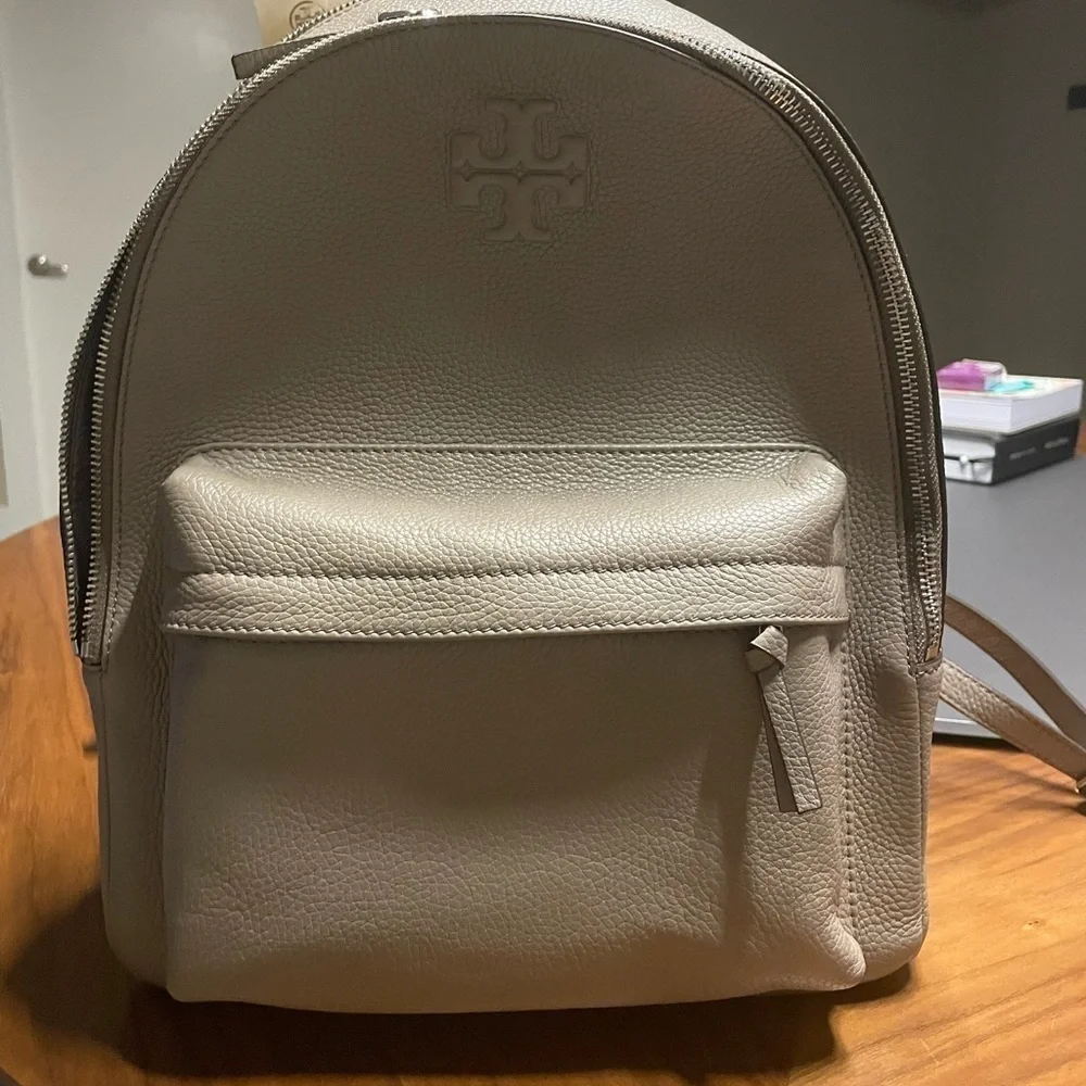 Tory Burch Thea Pebbled Gray Backpack